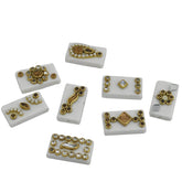 Acrylic Kundan Beads (10 Pieces) 25x14x6 MM White Rectangle Hole 1.5 MM For Jewellery Making
